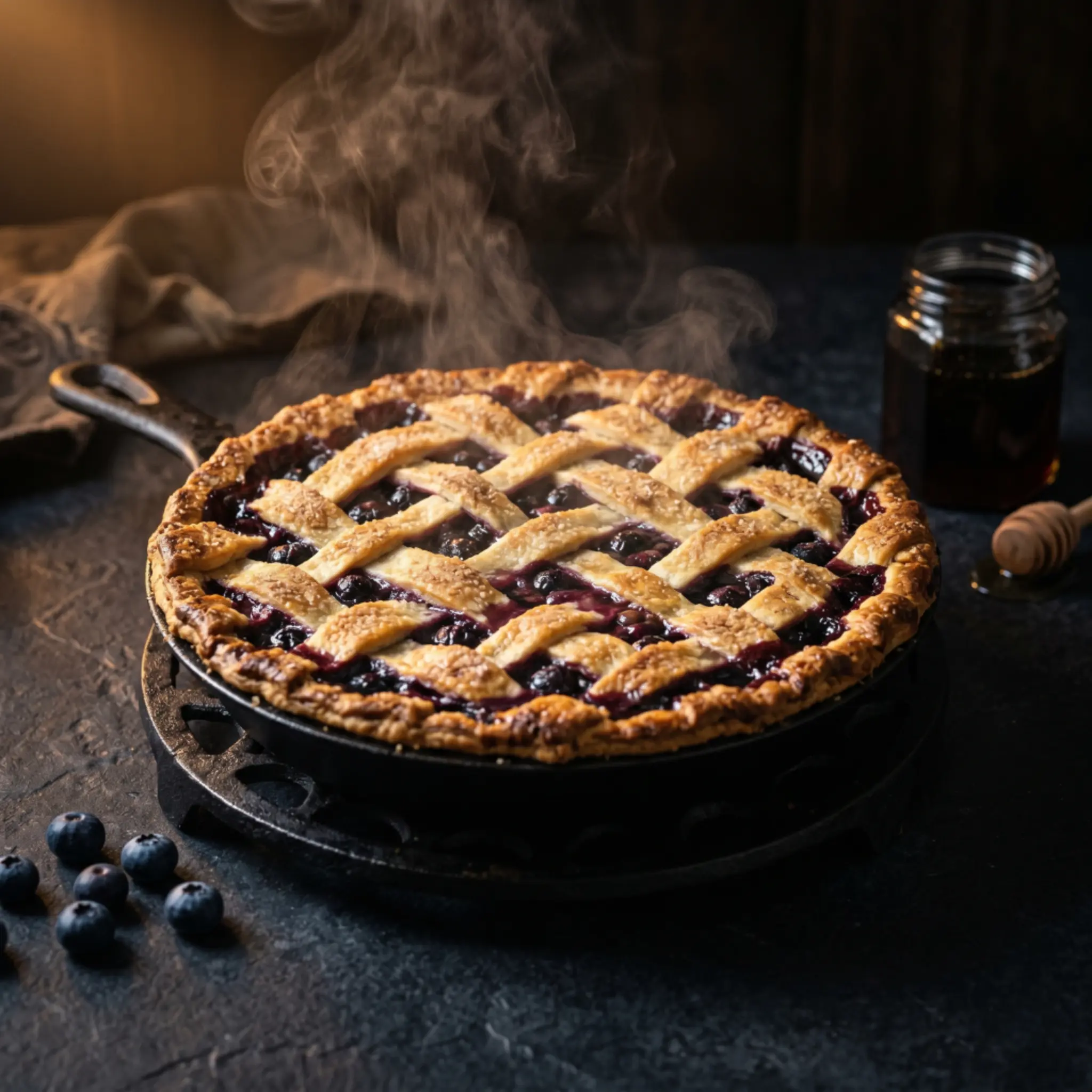 Mixed berry pie with fresh berries in a cast iron pan, it is one of the best desserts